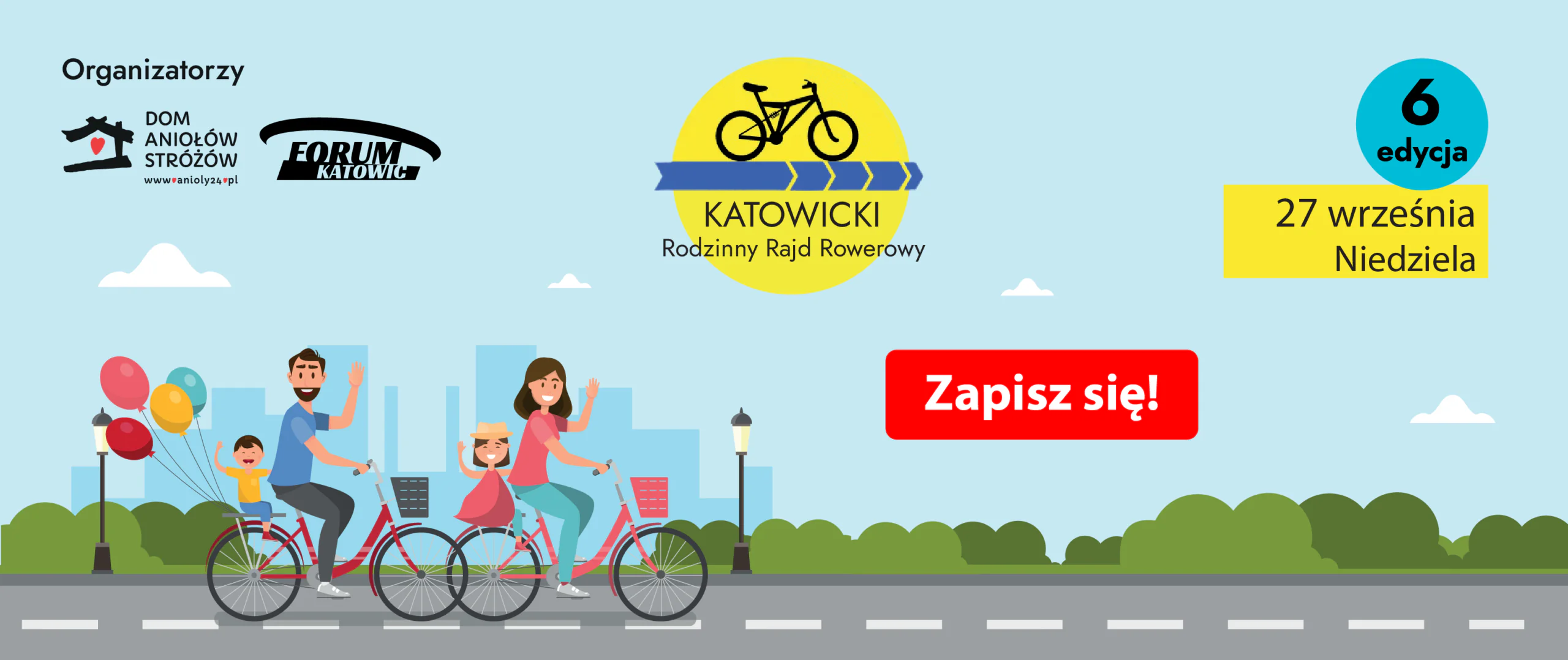 Katowice znów ruszą na rowery. Przed nami 6. edycja Katowickiego Rodzinnego Rajdu Rowerowego, 27.09.2026 r.
