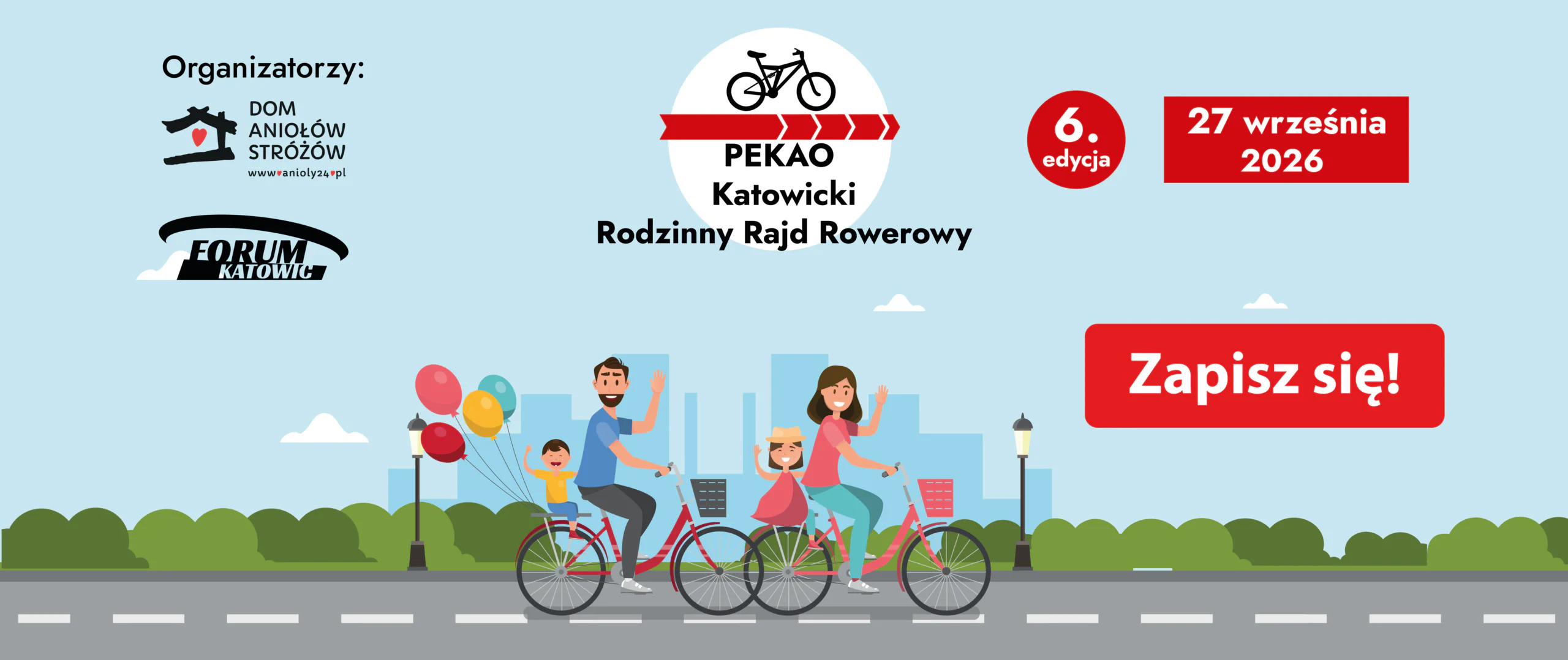 Katowice znów ruszą na rowery. Przed nami 6. edycja Katowickiego Rodzinnego Rajdu Rowerowego, 27.09.2026 r.
